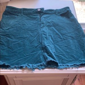 Suede Green Distressed Mini- Skirt👒